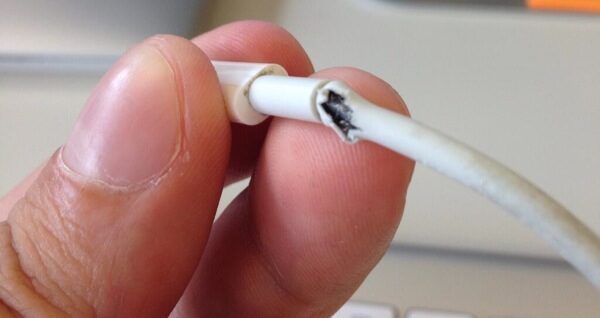 frayed lightning cable