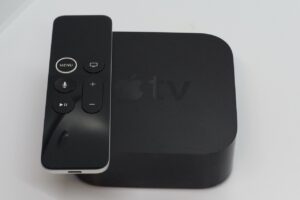 Apple TV 4K unit with remote control