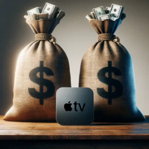 Apple TV Between 2 bags of money