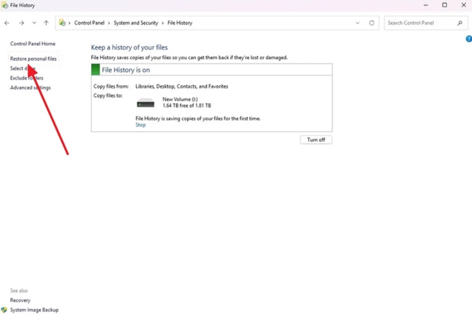 open restore previous files option