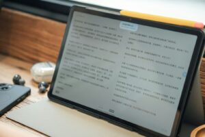 a tablet with a screen