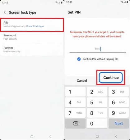 reset screen lock on samsung