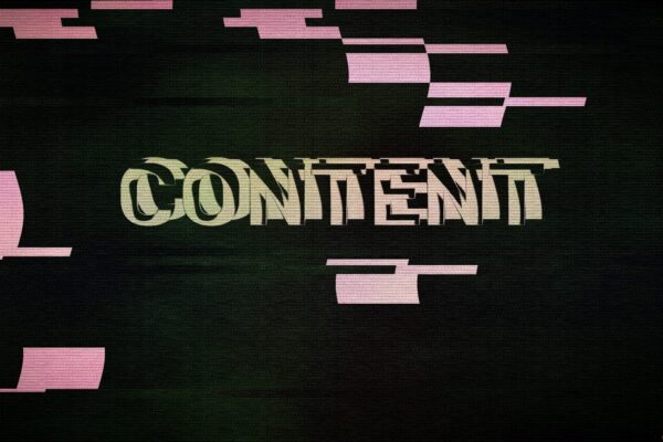 Distorted text that reads content on a dark background