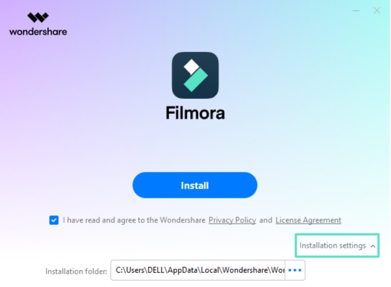 install filmora on screen instructions